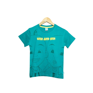 Upin & Ipin Graphic T-Shirt - Blue Green, S (3-4Y)