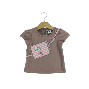 Blue & Rose Printed Cotton T-Shirt (0-24 months) - 0-6 Months, Brown