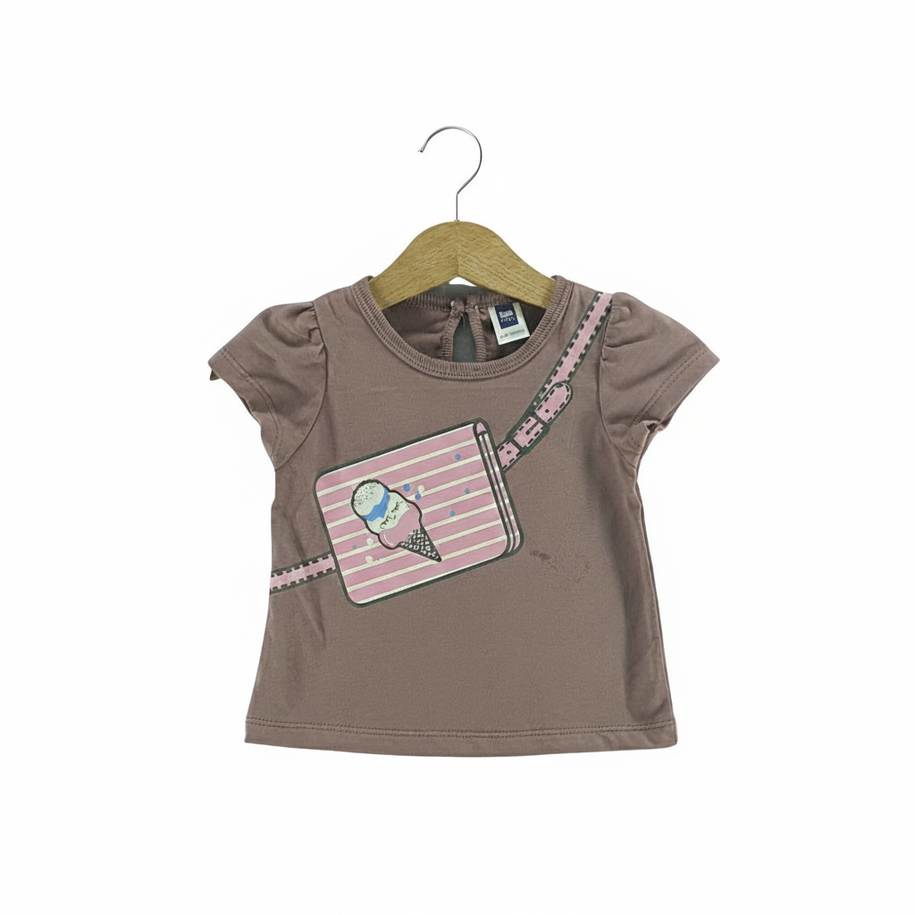 Blue & Rose Printed Cotton Girl Short Sleeve T-Shirt - Image 2