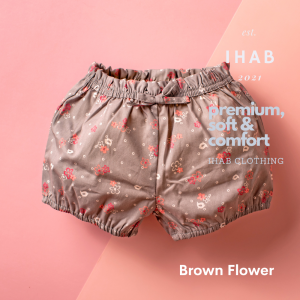 Cotton Casual Short Pants (0-24 months) - 0-6 months, Brown Flower