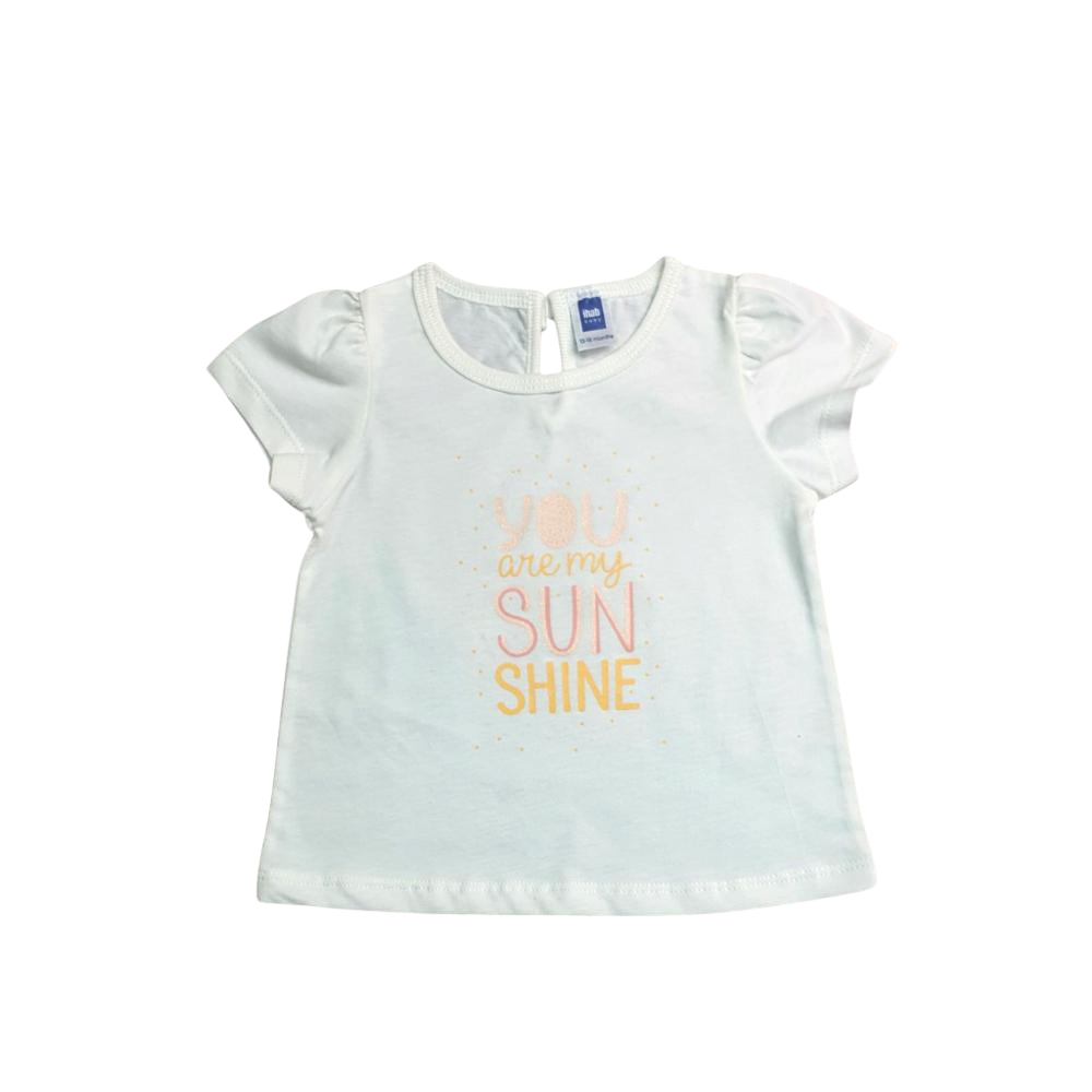 "You Are My Sunshine" Printed Baby Girl Cotton Short Sleeve T-shirt - Image 3