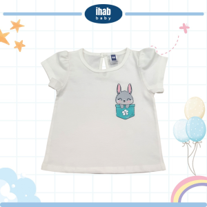 White Rabbit Print Short Sleeve T-Shirt (0-36 months) - 0-6 Months, Cream