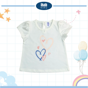 Pink Love Print Short Sleeve T-Shirt (0-36 months) - 0-6 months, Cream