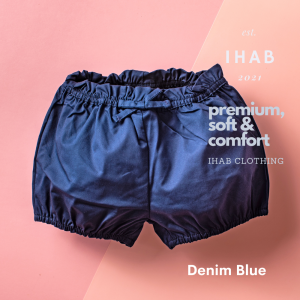 Cotton Casual Short Pants (0-24 months) - 0-6 months, Denim Blue