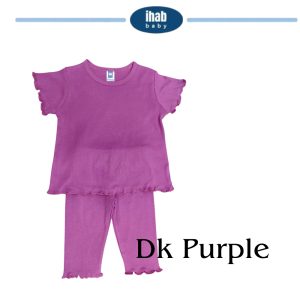 Pink Cotton Blouse & Pants Set (0-24 months) - 18-24 months, Dk Purple