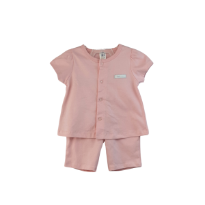 Baby Girl Cotton Blouse & Pants Set - 3-6 months, Dusty Pink