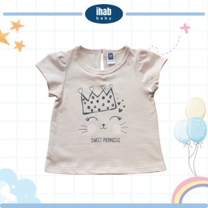 Pink Cotton Short Sleeve T-Shirt - Sweet Princess (0-36 months) - 0-6 Months, Dusty Pink