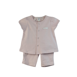 Baby Girl Cotton Blouse & Pants Set - 6-12 months, Dusty Purple