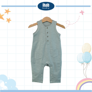 Sleeveless Cotton Jumpsuit - Bayi (0-18 Months) - 0-6 month, Green