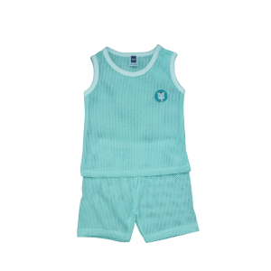 White Eyelet Singlet & Short Pants Set (0-24 months) - 3-6 months, Lt Green