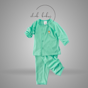 Cotton Eyelet Suit (3-18 Months) - Long Sleeve & Pants - 3-6 months, Green