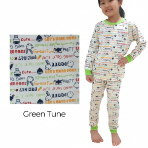 Kids Pyjamas Set - Sleepwear - 12-18 months, Green Tunes