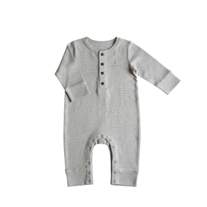 Cotton Long Sleeve Jumpsuit (0-18 months) - 0-6 month, Grey