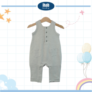 Sleeveless Cotton Jumpsuit - Bayi (0-18 Months) - 0-6 month, Grey