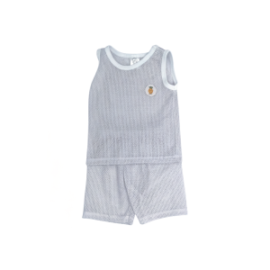 White Eyelet Singlet & Short Pants Set (0-24 months) - 3-6 months, Grey