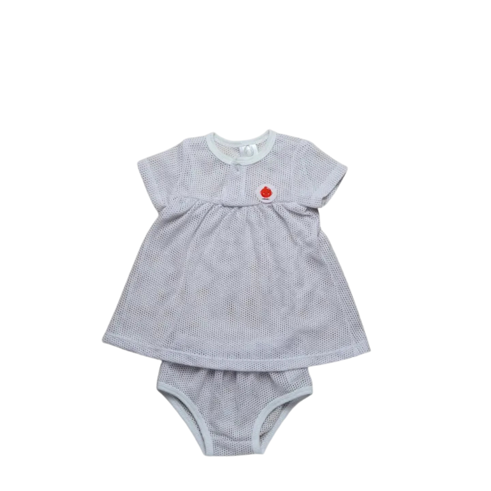 Eyelet Baby Romper with Skirt - Image 2