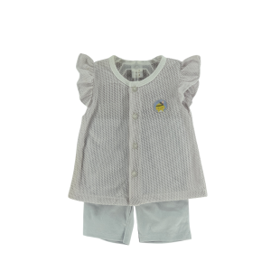 Pink Eyelet Girl Blouse & Pants Set - 5-6 years, Grey