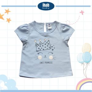 Pink Cotton Short Sleeve T-Shirt - Sweet Princess (0-36 months) - 0-6 Months, Indigo