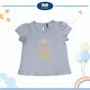 Animal Print Cotton T-Shirt (0-24 months) - 0-6 months, Lt Blue Grey