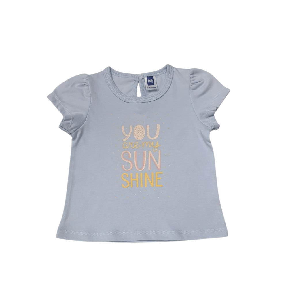 "You Are My Sunshine" Printed Baby Girl Cotton Short Sleeve T-shirt - Image 5