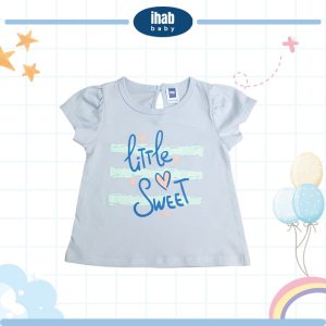 Pink Cotton Short Sleeve T-Shirt (0-36 months) - 0-6 Months, Lt Blue Grey