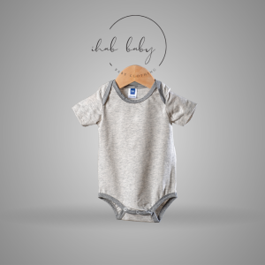 Unisex Short Sleeve Cotton Romper (0-18 months) - Lt Grey, 0-6 months