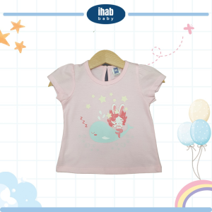 Cotton Short Sleeve Mermaid T-Shirt (0-24 months) - 0-6 Months, Lt Pink