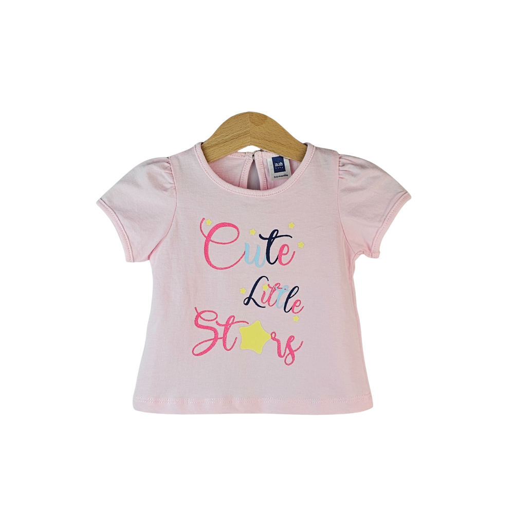 Cute Little Star Print Cotton Girl Short Sleeve T-Shirt - Image 4