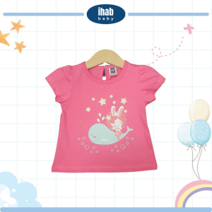 Cotton Short Sleeve Mermaid T-Shirt (0-24 months) - 0-6 Months, Maroon