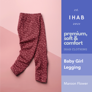 Cotton Spandex Kids Leggings (3-13yrs) - Maroon Flower, 10-11 Years