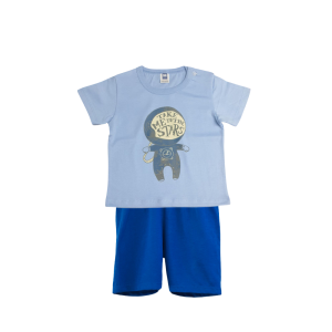 Graphic Boy Short Sleeve T-Shirt & Shorts Set - 12-18 Months, Mid Blue Astronaut