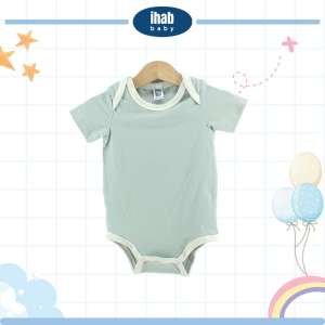 Unisex Short Sleeve Cotton Romper (0-18 months) - Milky Green, 12-18 months