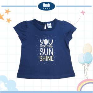 Animal Print Cotton T-Shirt (0-24 months) - 0-6 months, Navy