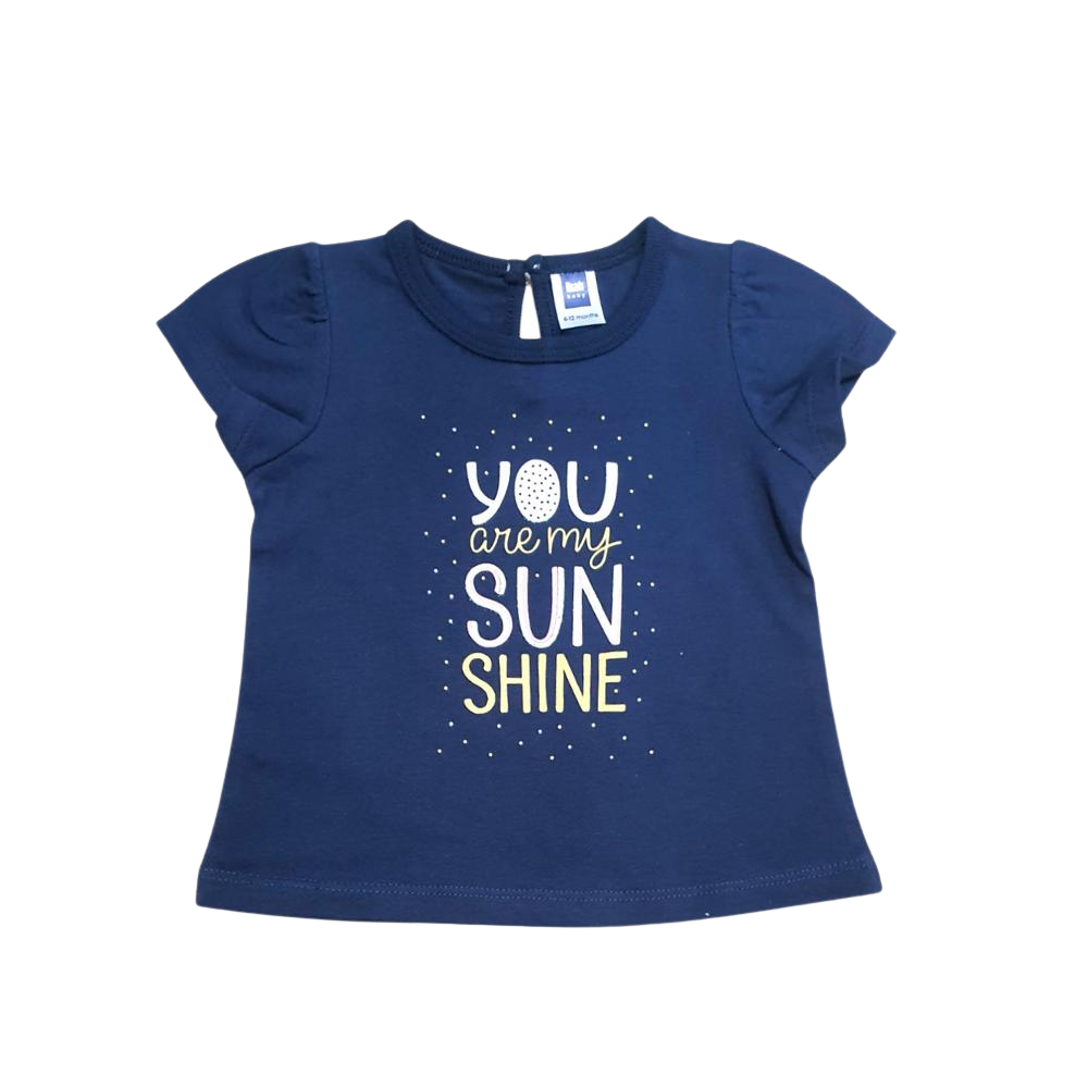 "You Are My Sunshine" Printed Baby Girl Cotton Short Sleeve T-shirt - Image 2