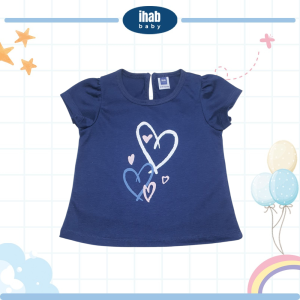 Pink Love Print Short Sleeve T-Shirt (0-36 months) - 0-6 months, Navy