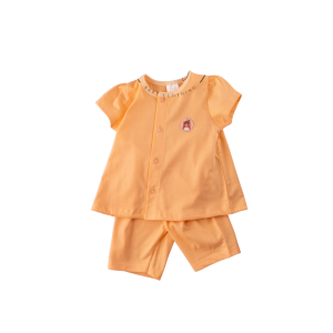 Baby Girl Cotton Blouse & Pants Set - 3-6 months, Orange