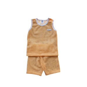 White Eyelet Singlet & Short Pants Set (0-24 months) - 3-6 months, Orange