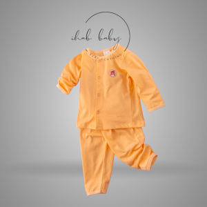Cotton Eyelet Suit (3-18 Months) - Long Sleeve & Pants - 3-6 months, Orange