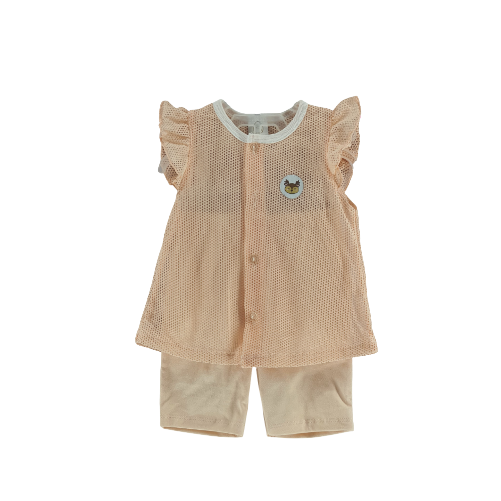 Pink Eyelet Girl Blouse & Pants Set - Image 3