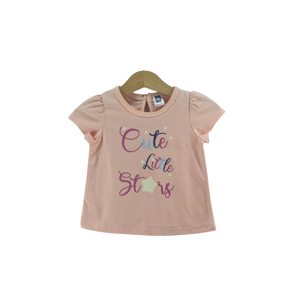 Cute Little Star Print Cotton Girl Short Sleeve T-Shirt - Image 2