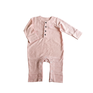 Cotton Long Sleeve Jumpsuit (0-18 months) - 0-6 month, Pink
