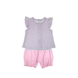 Pink Eyelet Girl Blouse & Pants Set - 5-6 years, Pink