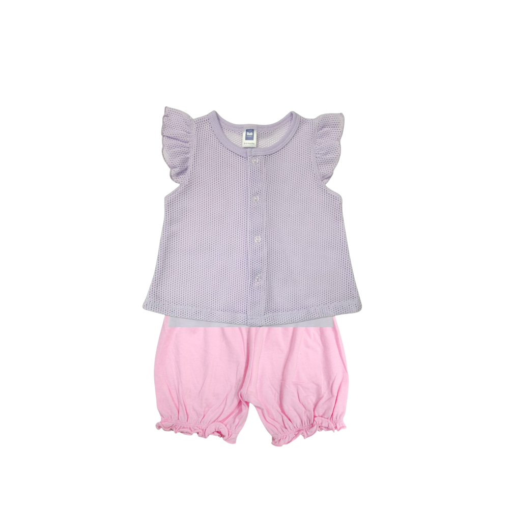 Pink Eyelet Girl Blouse & Pants Set - Image 4