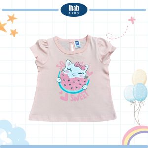 Pink Watermelon Cat Short Sleeve T-Shirt (0-36 months) - 0-6 Months, Pink