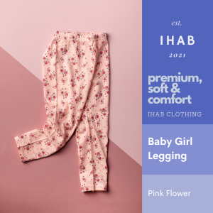 Cotton Spandex Kids Leggings (3-13yrs) - Pink Flower, 10-11 Years