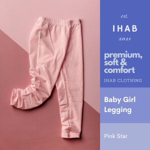 Cotton Spandex Kids Leggings (3-13yrs) - Pink Star, 10-11 Years