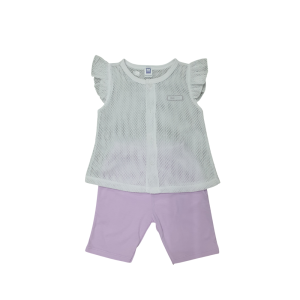 Pink Eyelet Girl Blouse & Pants Set - 3-6 months, Purple