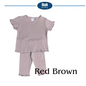 Pink Cotton Blouse & Pants Set (0-24 months) - 18-24 months, Red Brown