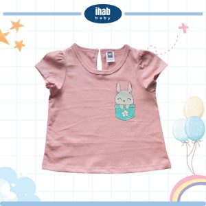 White Rabbit Print Short Sleeve T-Shirt (0-36 months) - 0-6 Months, Red Brown