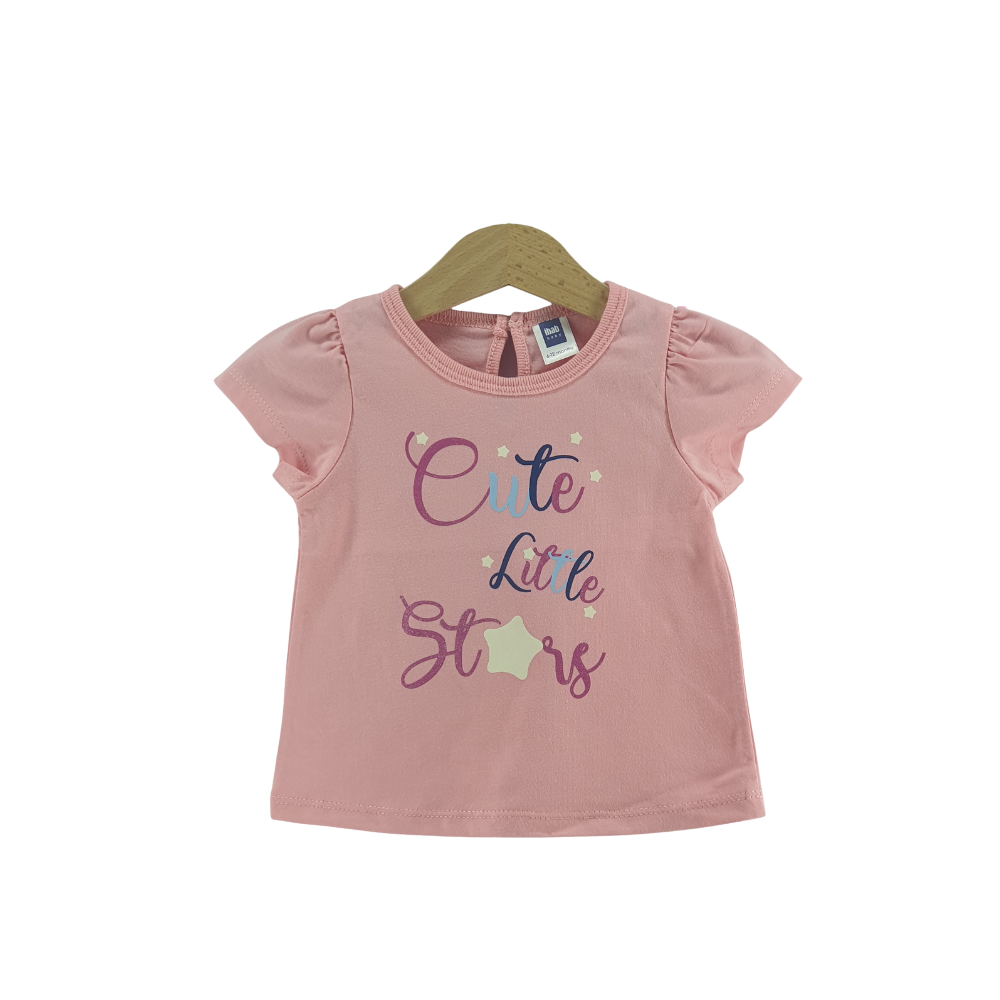 Cute Little Star Print Cotton Girl Short Sleeve T-Shirt - Image 3